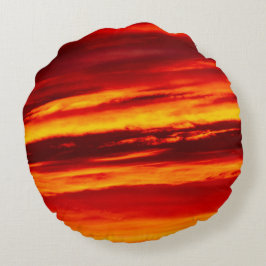 Almofada Redonda Sol vermelho brilhante