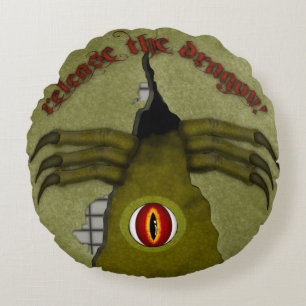 Almofada Redonda Solte O Dragão! Arte Digital