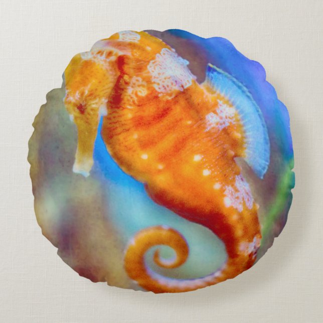 Almofada Redonda Sonda Laranja com Cavalo (Frente)