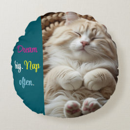 Almofada Redonda Sonhe Grande. Almoço redondo com frequência