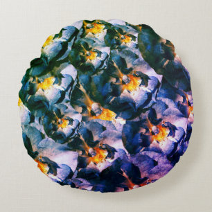 Almofada Redonda Sonho azul, Rosas Floral Dream lança-almofada