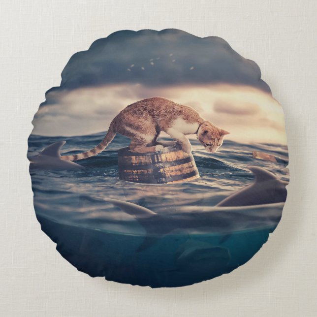 Almofada Redonda Sonho do Cat Nap ou Pesadelo (Frente)