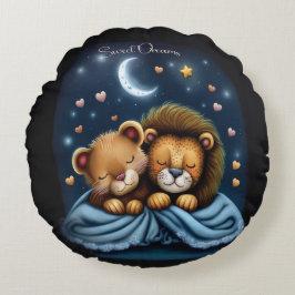Almofada Redonda Sonhos Doces Design Cute Lion