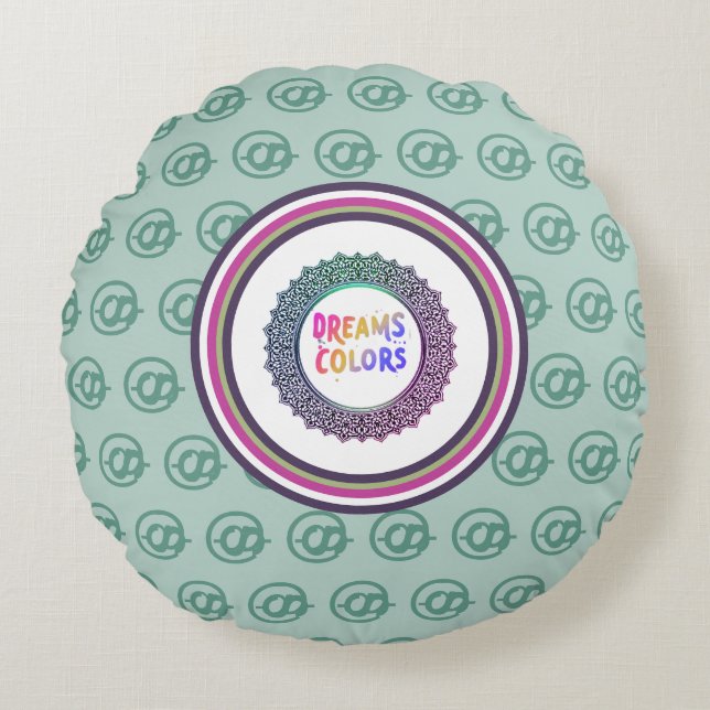 Almofada Redonda Sonhos em Cores (Frente)