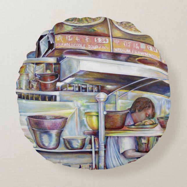 Almofada Redonda Sopa de Porco, Singapura (Frente)