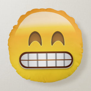 Almofada Redonda Sorrindo a cara com olhos de sorriso Emoji