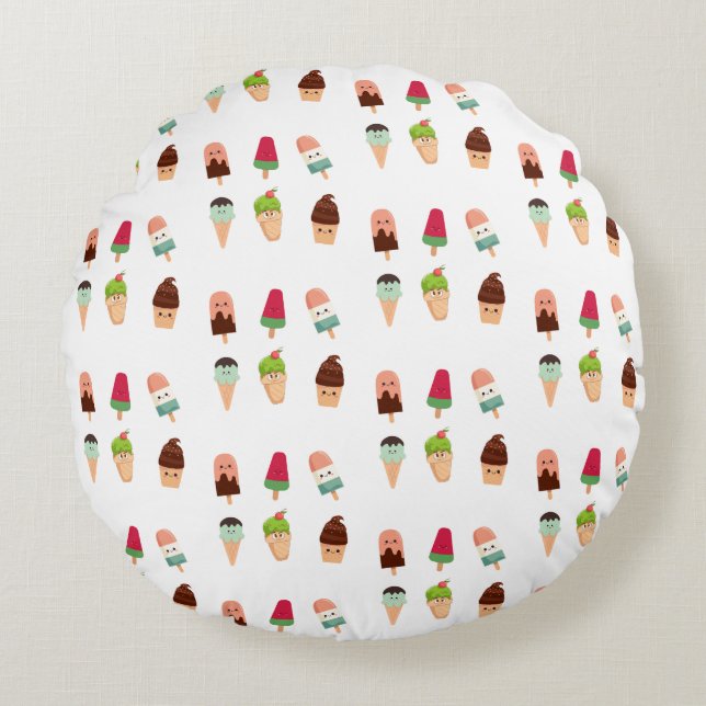 Almofada Redonda sorvete de verão (Frente)