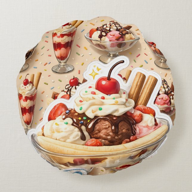 Almofada Redonda Sorvete sundae premium (Verso)