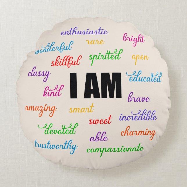 Almofada Redonda Sou Inspirador, Positivo, Religioso, Cristão (Frente)