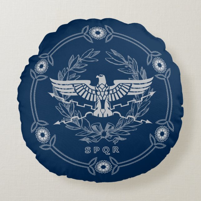Almofada Redonda SPQR o descanso de lance do emblema do império (Frente)