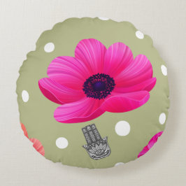 Almofada Redonda Spring Blossom Harmony: Vibrant Floral Cushion
