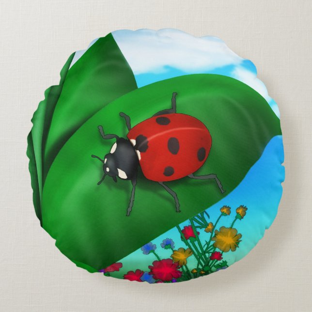Almofada Redonda Spring Time Lady Bug (Frente)