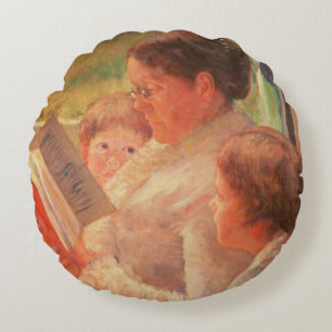Almofada Redonda Sra. Cassatt Leitura a seus netos, 1888