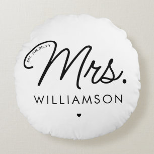 Almofada Redonda Sra. Personalizada Est. Moderno Elegante Recém-Cas