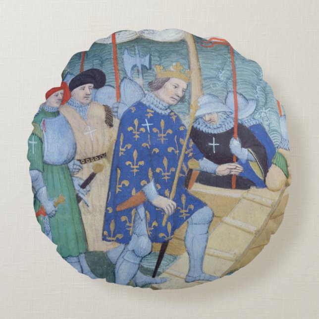 Almofada Redonda St Louis que embarca para as cruzadas (Frente)