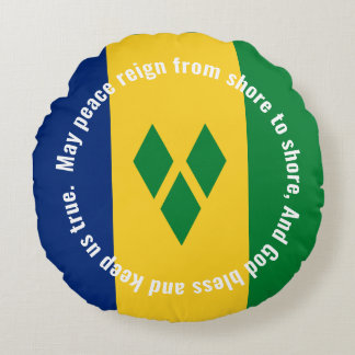 Almofada Redonda St Vincent e Granadinas Bandeira Hino Vincy 
