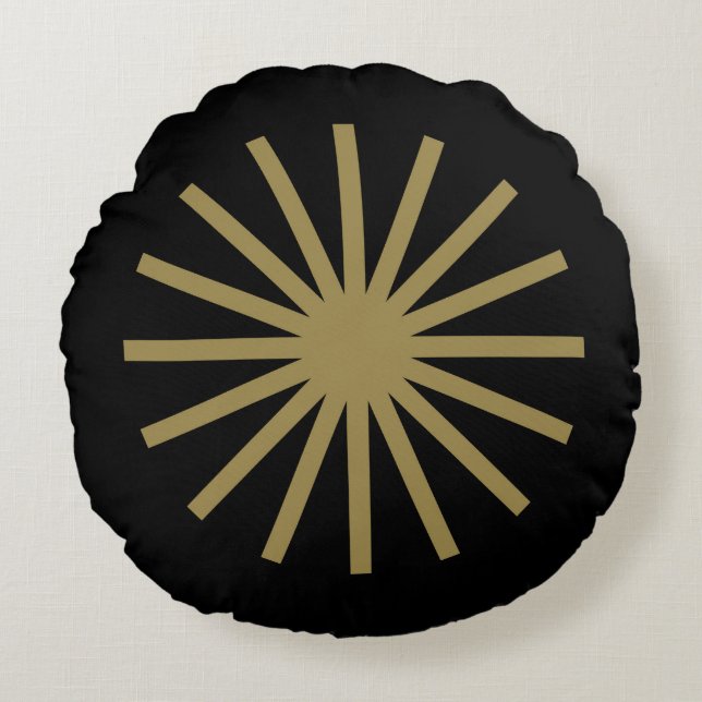 Almofada Redonda Starburst Black e Dourado (Frente)