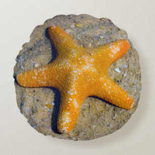 Almofada Redonda Starfish no tema da praia de areia