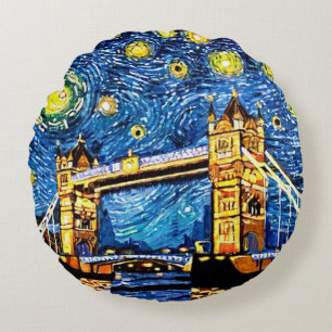 Almofada Redonda Starry Starry Night London Travesseiro decorativo