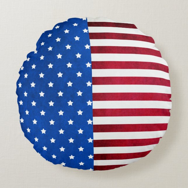 Almofada Redonda Stars and Stripes-American Flag por Shirley Taylor (Frente)