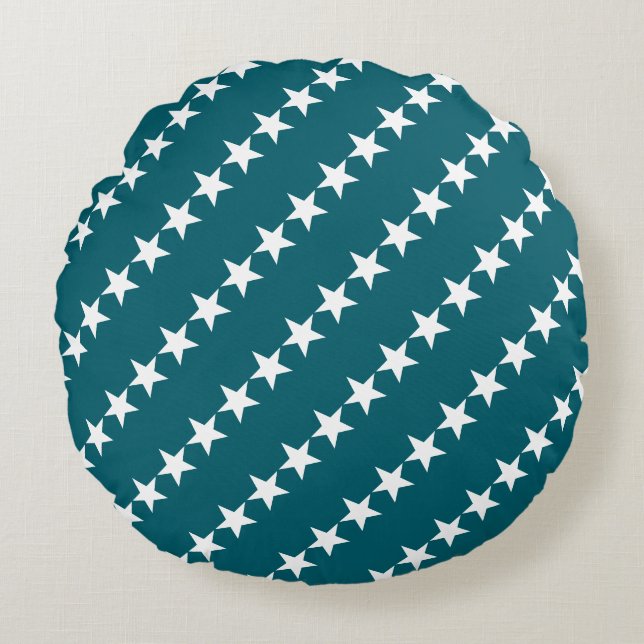 Almofada Redonda Stars Dark Teal Minimal Moderno (Frente)