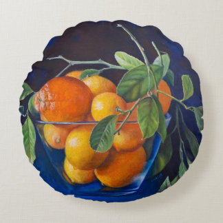 Almofada Redonda Still Life with Lemons and Orange Branch