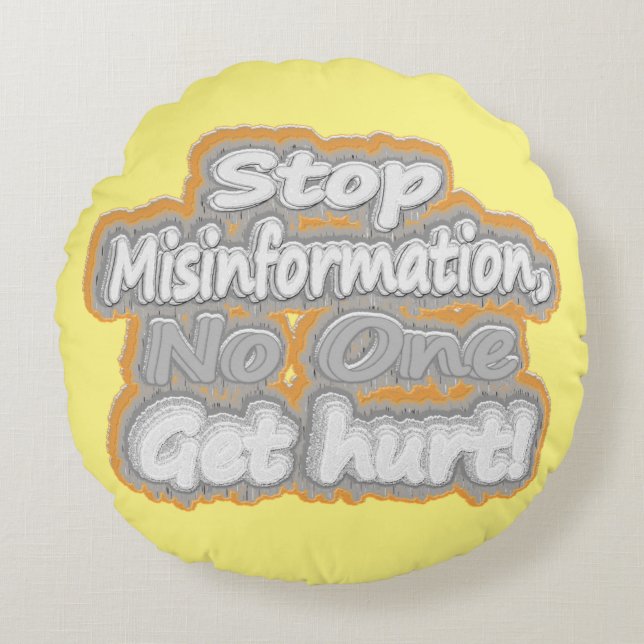 Almofada Redonda "Stop Misinformation", Design de beleza. Comprar A (Frente)