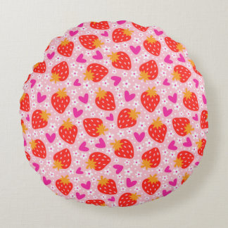 Almofada Redonda Strawberry Seamless Pattern