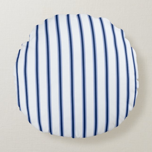 Almofada Redonda Stripes Modern Indigo Minimalist Elegance (Frente)