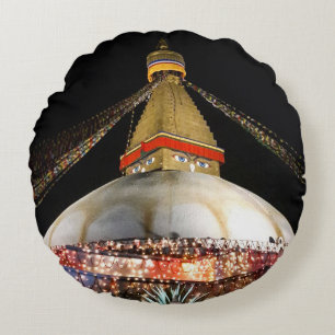 Almofada Redonda Stupa Boudhanath, Katmandu à noite - Nepal