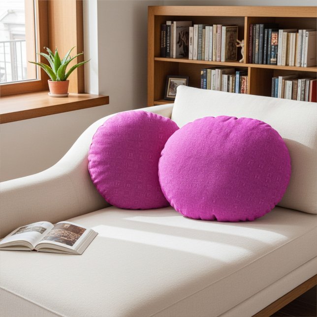 Almofada Redonda Stylish Cute and Elegant Abstract Hot Pink Pattern (Criador carregado)