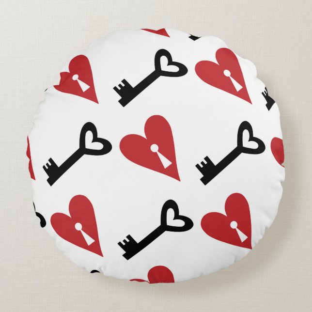 Almofada Redonda Stylish graphic seamless pattern with hearts and k (Frente)
