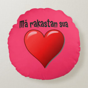 Almofada Redonda Sua rakastan de Mä - eu te amo em finlandês