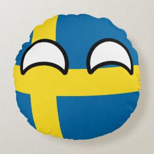Almofada Redonda Suecia Geeky de tensão engraçada Countryball