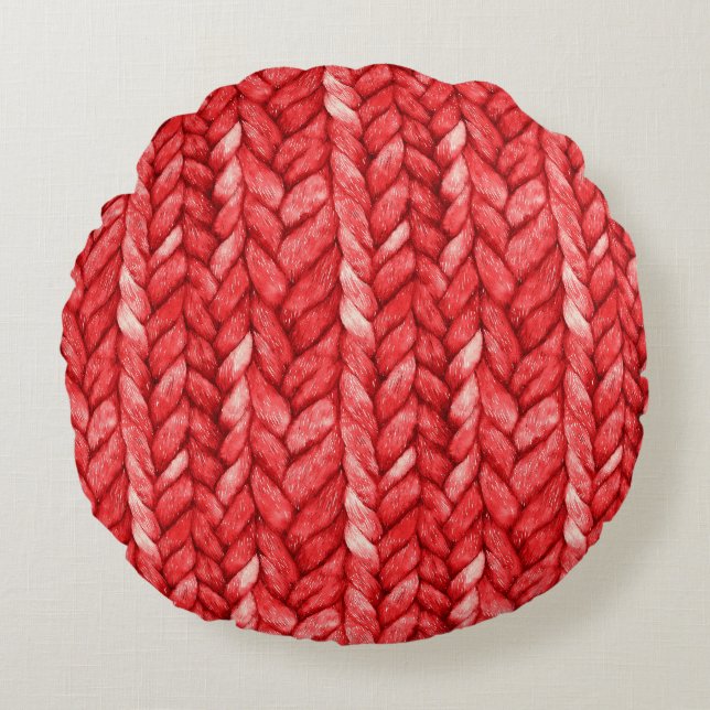 Almofada Redonda Suéter Vermelho Chic Cozy (Frente)
