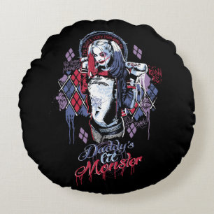Almofada Redonda Suicide Squad Harley Quinn Inked Graffiti