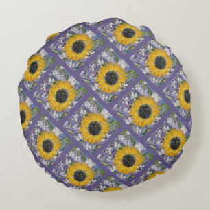 Almofada Redonda Sunflower Medley Lavendar Pattern