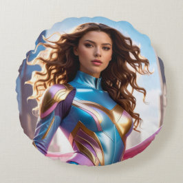 ALMOFADA REDONDA SUPER-HEROÍNA - FANTASIA CIENTÍFICA