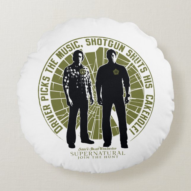 Almofada Redonda Supernatural Winchester Brothers "Shotgun" (Frente)