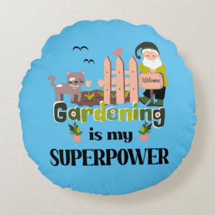 Almofada Redonda Superpotência de jardinagem, jardineiro-cúmulo
