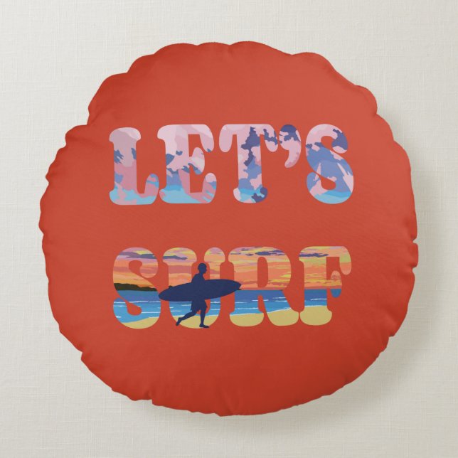 Almofada Redonda Surf vamos (Frente)