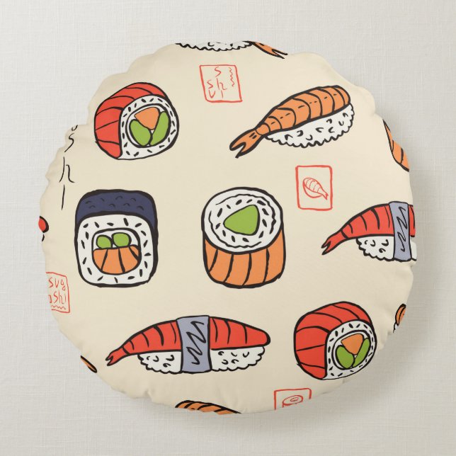 Almofada Redonda sushi seamless pattern (Frente)