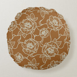 Almofada Redonda Sussurros de Rosa, Padrão Floral Elegante de Arte 