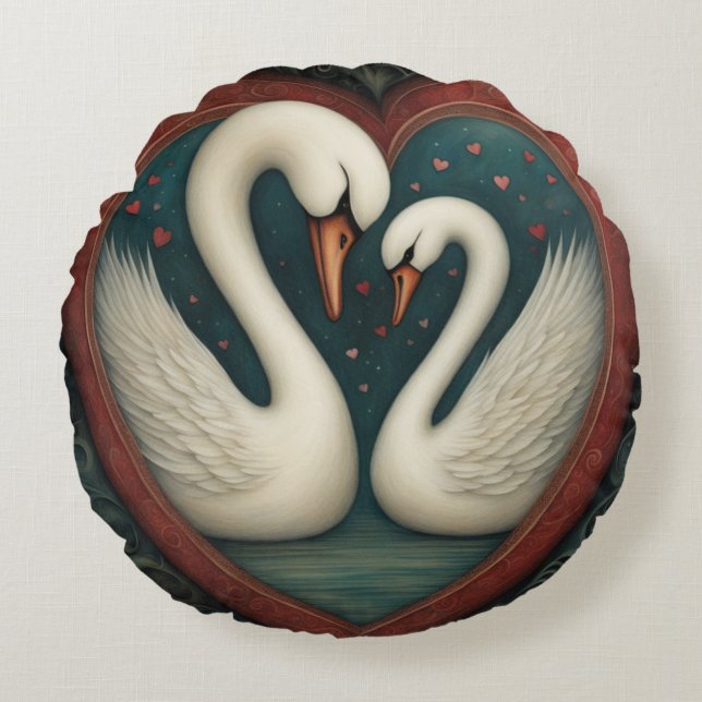 Almofada Redonda Swan Love 1 (Frente)