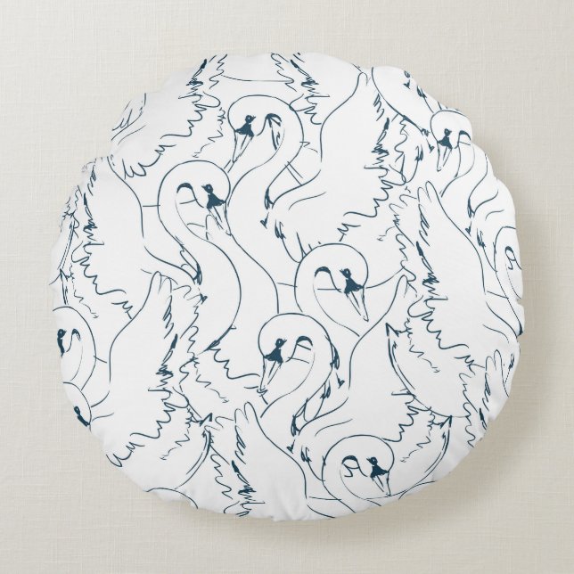 Almofada Redonda Swan Pattern Seamlessswan, pattern, abstract, back (Frente)