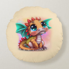 Almofada Redonda Sweet Kawaii Baby Dragon