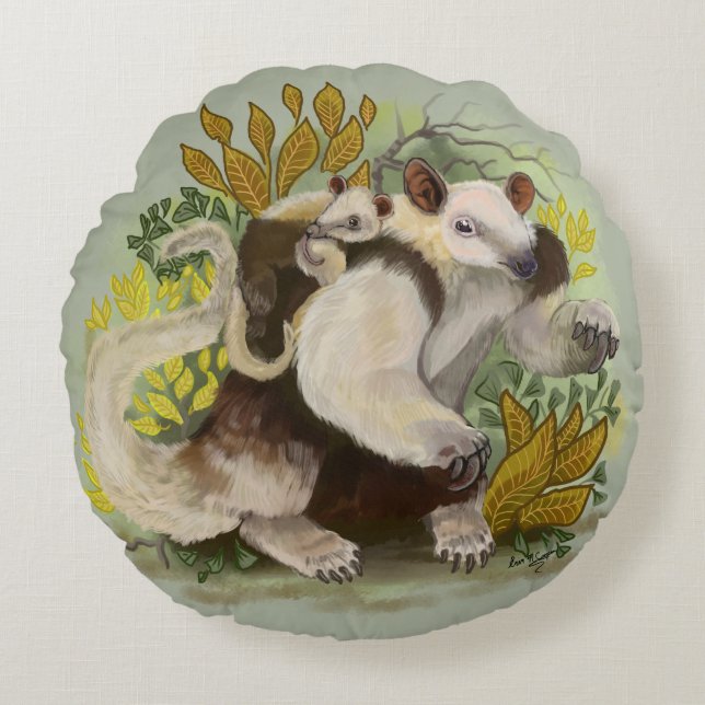 Almofada Redonda Tamandua Anteater (Frente)