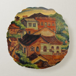 Almofada Redonda Tamsui & Chen Cheng-Po /Taiwan Vintage art
