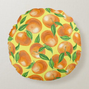 Almofada Redonda Tangerinas de aquarela