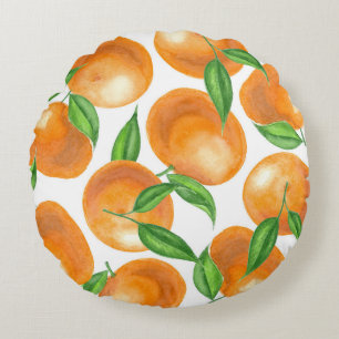 Almofada Redonda Tangerinas de aquarela